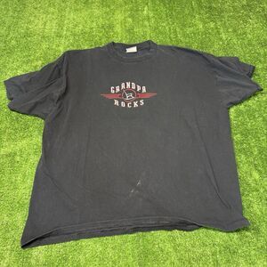 Vintage TSI Black T Shirt Embroidered Grandpa Rocks Grandparents Father’s XL